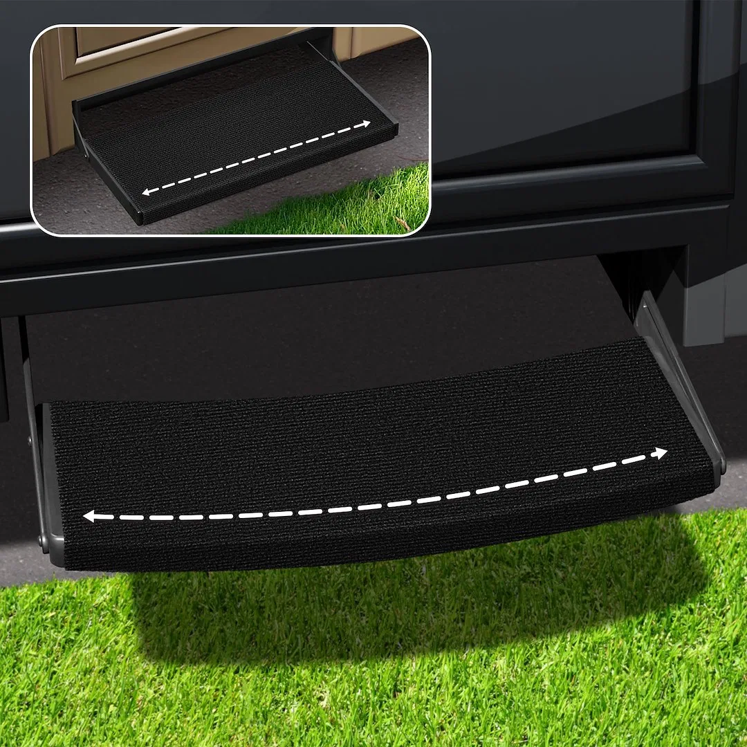 2-0394 – PRESTO FIT Entry Step Rug, Fits Curved And Straight 24 Inch Width Steps 22 Inch Width Black Onyx Shrinkwrap ...
